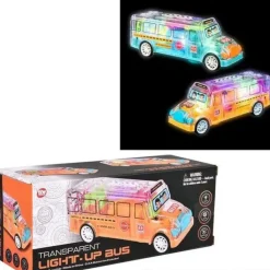 The Toy Network 8" Light-Up Transparent Bus