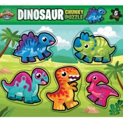 Outlet Adventure Planet 6 Piece Chunky Dinosaur Theme Wooden Puzzle
