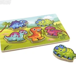 Outlet Adventure Planet 6 Piece Chunky Dinosaur Theme Wooden Puzzle