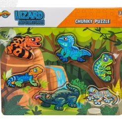 Online Adventure Planet 6 Piece Chunky Lizard Theme Wooden Puzzle