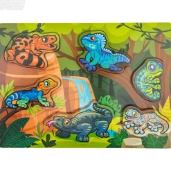Online Adventure Planet 6 Piece Chunky Lizard Theme Wooden Puzzle