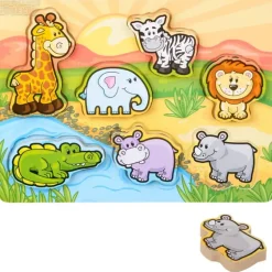 Best Adventure Planet 7 Piece Chunky Safari Toon Wooden Puzzle