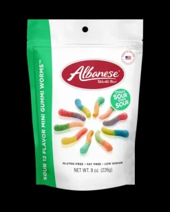 Sale Albanese Confectionery 12 Sour Flavor Mini Gummi Worms 8 oz Peg Bag