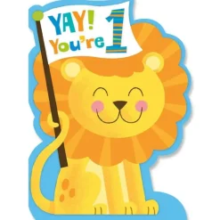 Outlet Peaceable Kingdom Age 1 Lion Die Cut Birthday Card