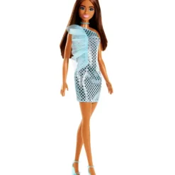 Sale Mattel Barbie Doll - Evening Wear - Blue Dress - Brown Hair