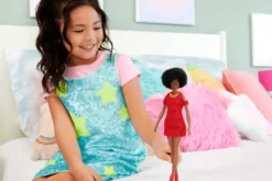 New Mattel Barbie Fashionista Doll #221 - Natural Black Hair & Red Dress