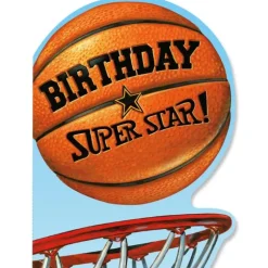 Sale Peaceable Kingdom Basketball Die Cut Birthday Card