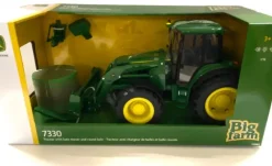 New TOMY Big Farm 1:16 John Deere 7330 With Bale Mover And Bale