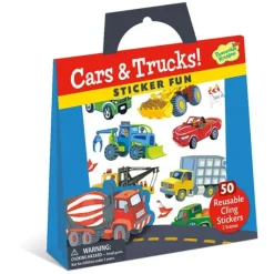 Hot Peaceable Kingdom Cars and Trucks Reusable Sticker Tote