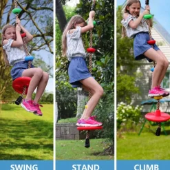 Clearance Great Playthings Climbing Rope Tree Swing with Platform Disc Swing Seat, Heavy Duty