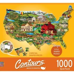 Hot MasterPieces Contours - America the Beautiful - 1000 Piece Shaped Puzzle