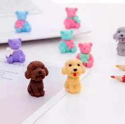 New Idako Cute Teddy Bear & Dog Series Mini Erasers Card