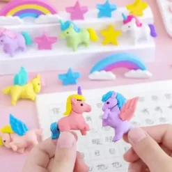 Hot Idako Cute Unicorns Mini Erasers Card