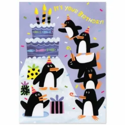 Sale Peaceable Kingdom Flocked Penguin Birthday Card