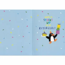 Sale Peaceable Kingdom Flocked Penguin Birthday Card