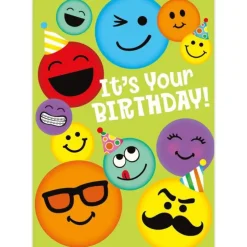 Outlet Peaceable Kingdom Glitter Smiley Faces Birthday Card