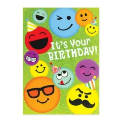 Outlet Peaceable Kingdom Glitter Smiley Faces Birthday Card