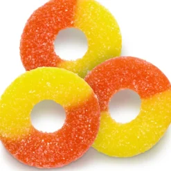 Hot Albanese Confectionery Gummi Peach Rings 7 oz. Peg Bag