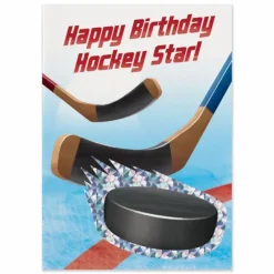 New Peaceable Kingdom Hockey Foil Birthday Cards