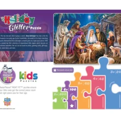 New MasterPieces Holiday - Christ is Born - 100 Piece Glitter Puzzle