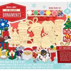 MasterPieces Holiday Wood Paint Kit - 12pc Ornaments