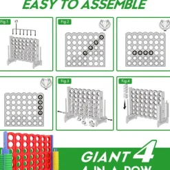 Best Great Playthings Jumbo Four in a Row 4 To Score Game for Kids & Adults Indoor & Outdoor Game Set with 42 Giant Rings