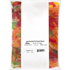 New Albanese Confectionery Large Assorted Fruit Gummi Worms 5 lb. Bag