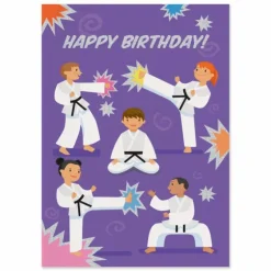 Online Peaceable Kingdom Martial Arts Foil Birthday Card