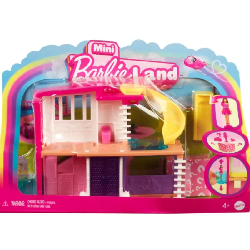 Hot Mattel Mini Barbieland Doll And Accessories - House with Yellow Slide