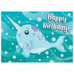Discount Peaceable Kingdom Narwhal Foil Birthday Card