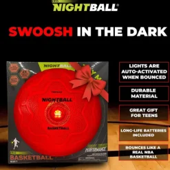 Hot Tangle Nightball Glow in the Dark Light Up Basketball Red
