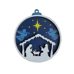 Idako Personalized Wooden Christmas Ornament Nativity Scene (Standard)