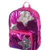 Hot United Party Pink Foil 16" Backpack with Star Shaped Multi Colored Sequins