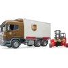 Hot Bruder SCANIA R-Series UPS logistics truck with forklift