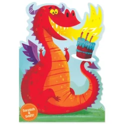 Best Peaceable Kingdom Scratch & Sniff Birthday Card - Fire Breathing Dragon
