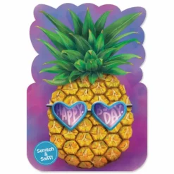 New Peaceable Kingdom Scratch & Sniff Birthday Card - Pineapple