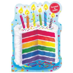 Peaceable Kingdom Scratch & Sniff Birthday Card - Rainbow Cake