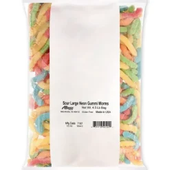 Discount Albanese Confectionery Sour Large Neon Gummi Worms 4.5 lb. Bag