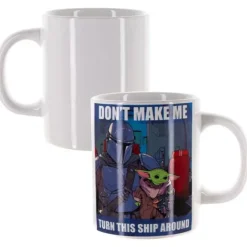 Sale Bio World Star Wars The Mandalorian Grogu "Don't Make Me" Meme 16 oz. Ceramic Mug