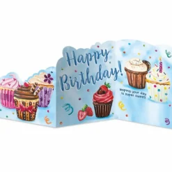 Peaceable Kingdom Tri Fold Birthday Card - Cupcake