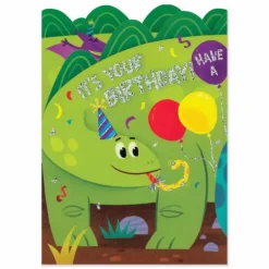 Hot Peaceable Kingdom Tri Fold Birthday Card - Dinosaur
