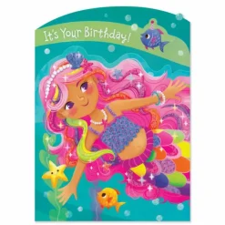 Discount Peaceable Kingdom Tri Fold Birthday Card - Mermaid